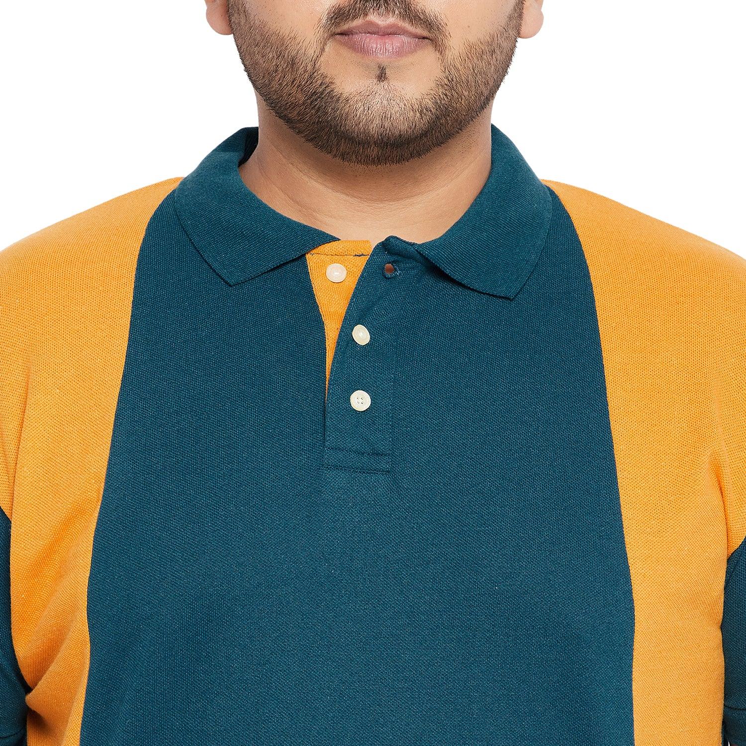 Men Plus Size Buzz Colorblock Polo Tshirt - bigbanana