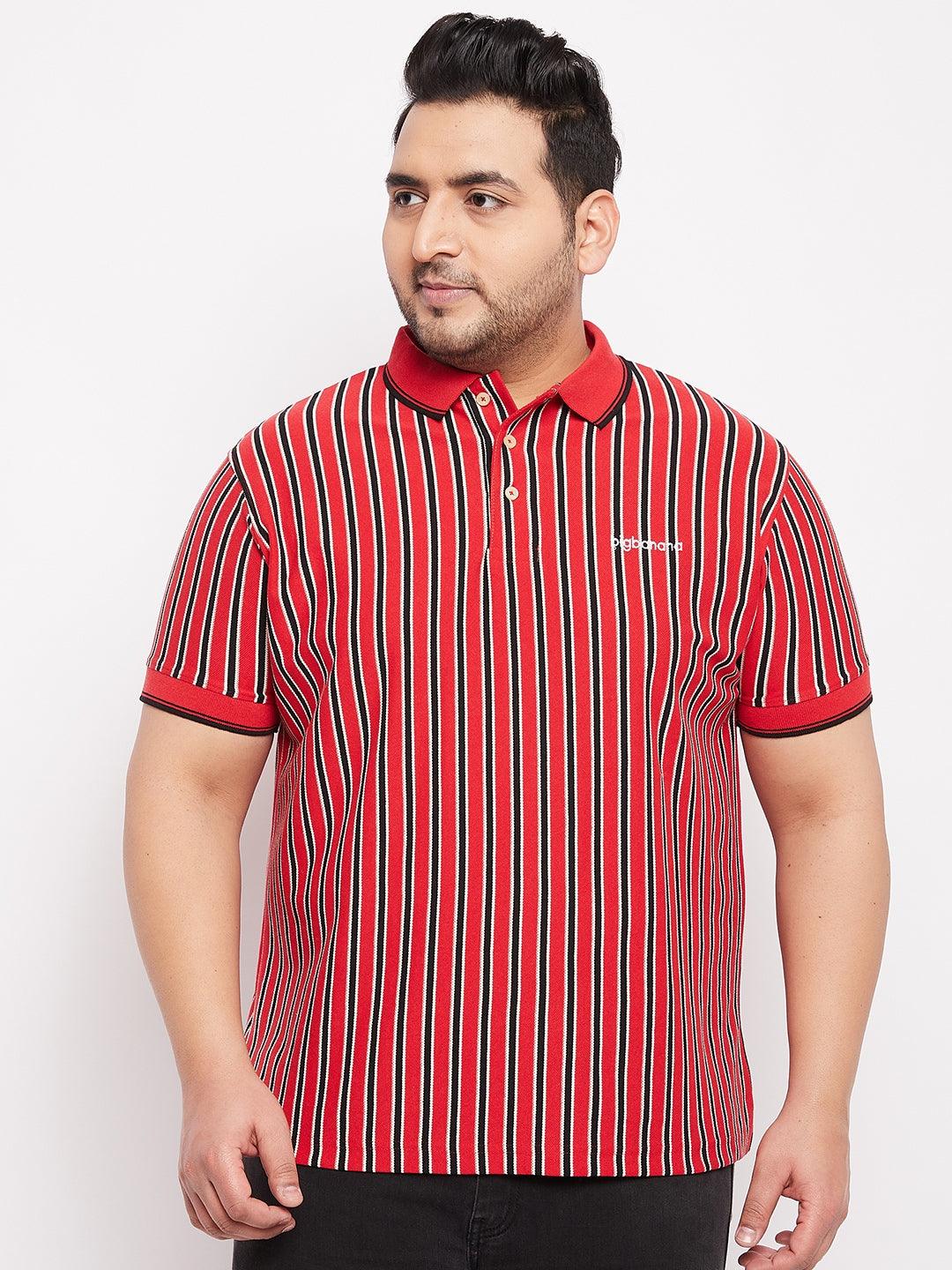 Men Plus Size Carver Striped Polo Tshirt - bigbanana