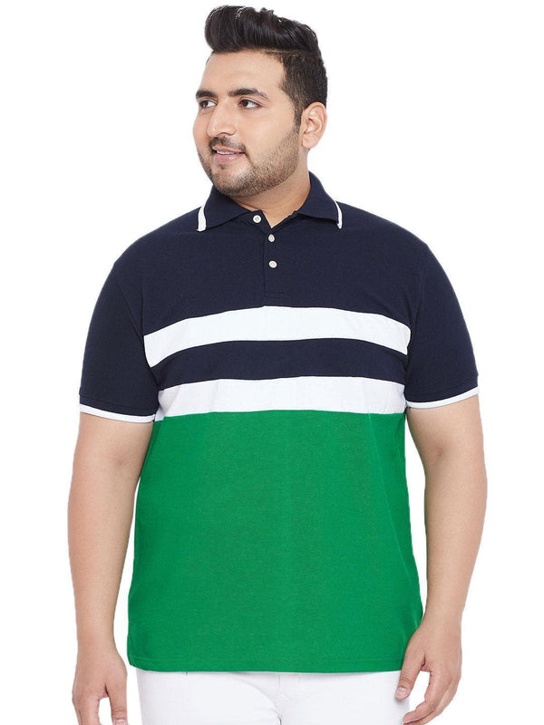 Men Plus Size Casper Colorblock Polo Tshirt