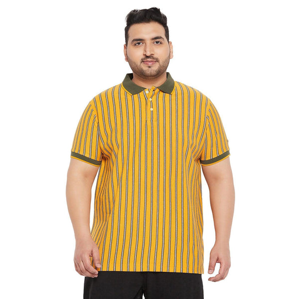 Men Plus Size Celsius Striped Polo Tshirt