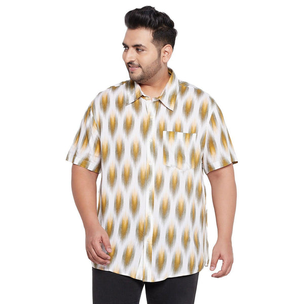 Men Plus Size Cina-Yellow Printed Shirt