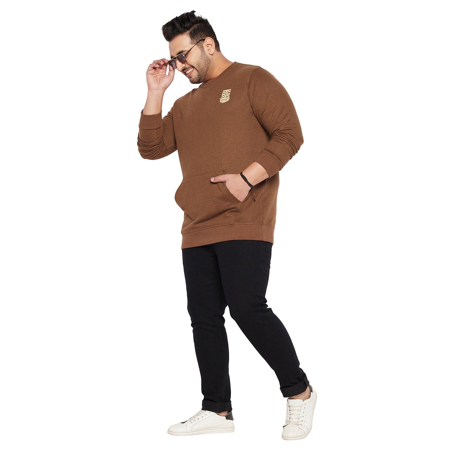 Men Plus Size Clove Solid Sweatshirt - bigbanana