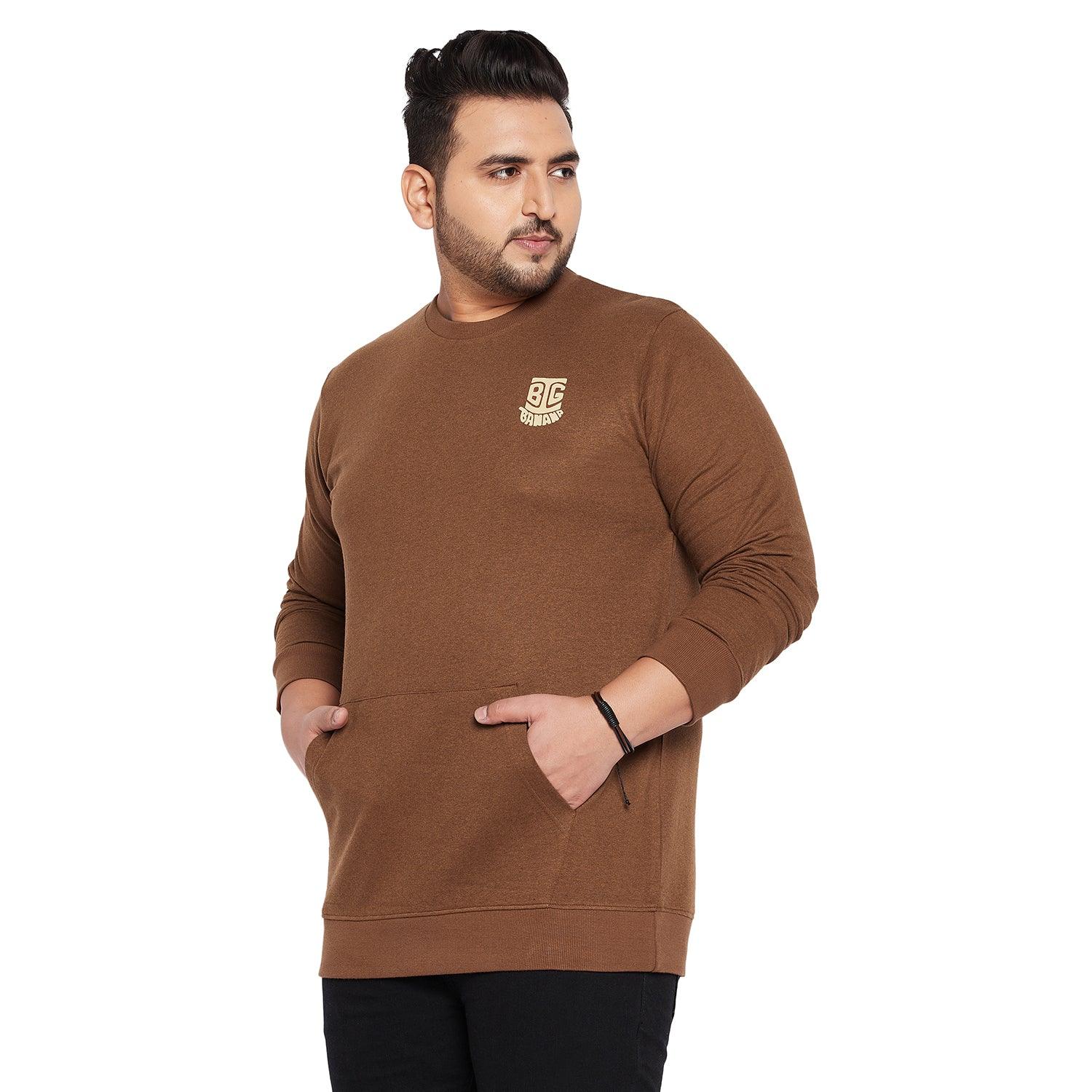 Men Plus Size Clove Solid Sweatshirt - bigbanana