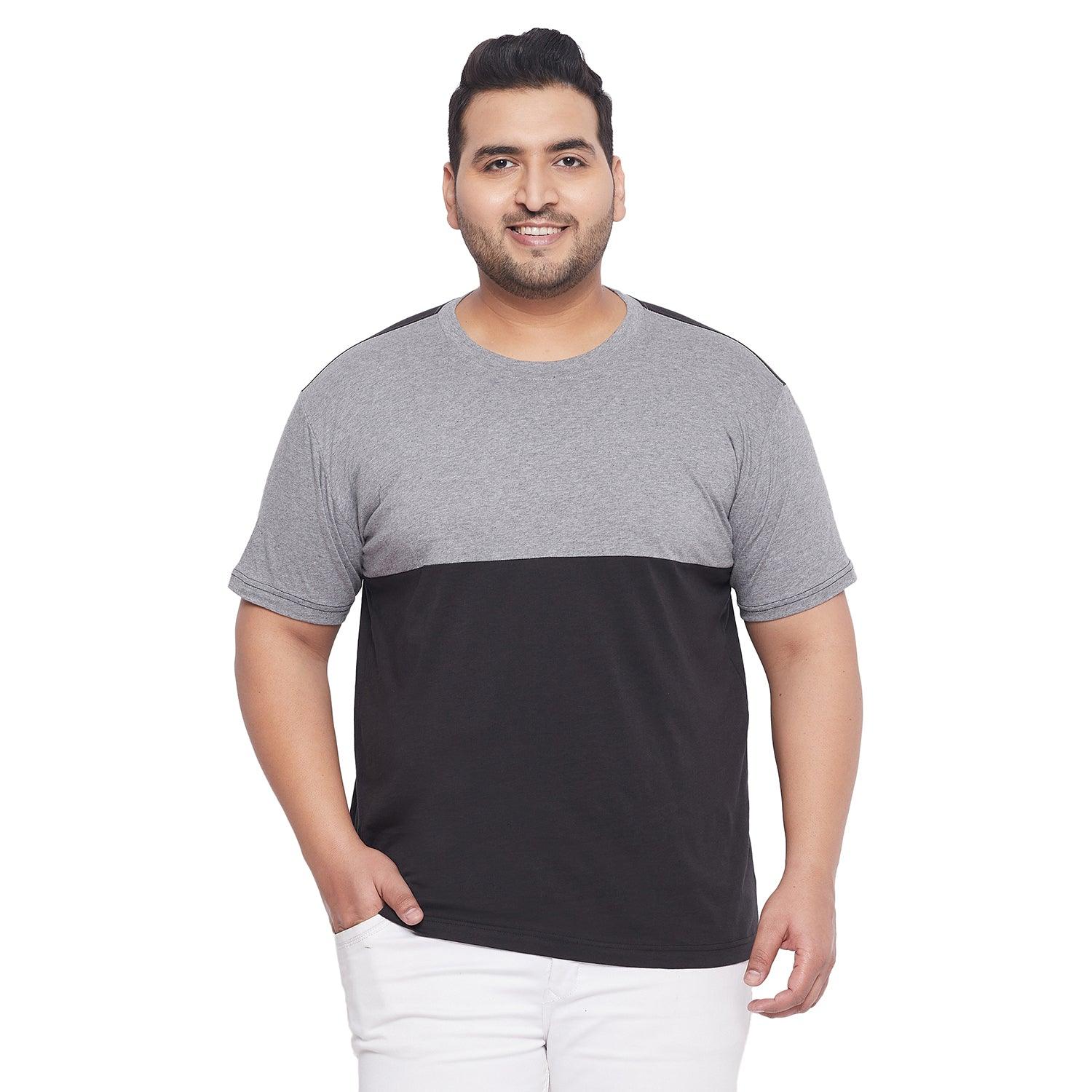 Men Plus Size Clover Colorblock Round Neck Tshirt - bigbanana