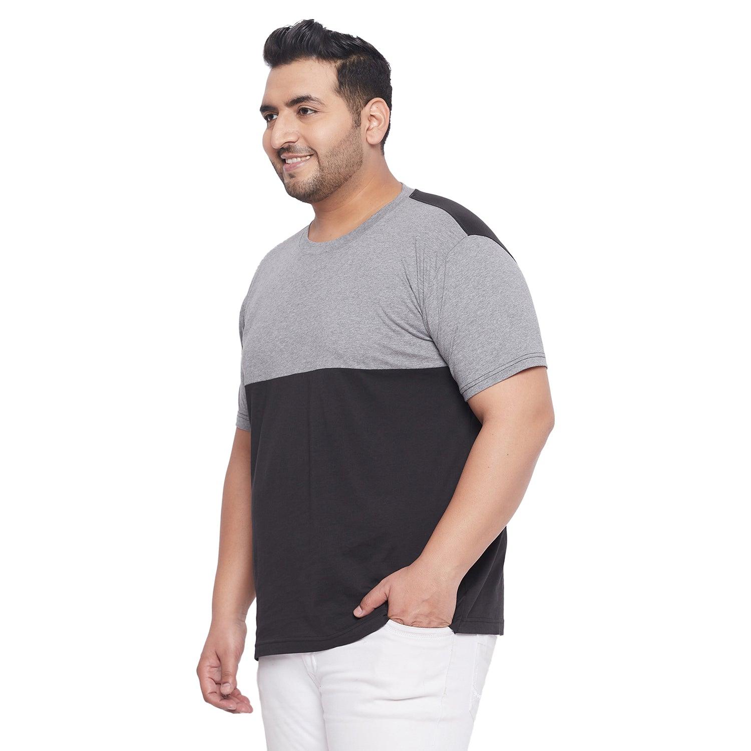 Men Plus Size Clover Colorblock Round Neck Tshirt - bigbanana