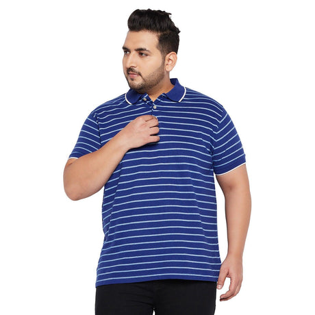 Men Plus Size Clovis Stripped Polo Tshirt - bigbanana