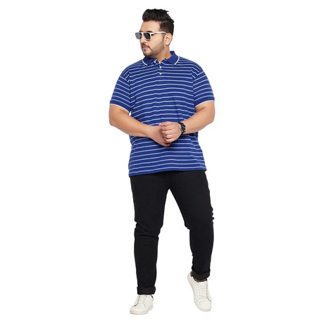 Men Plus Size Clovis Stripped Polo Tshirt - bigbanana