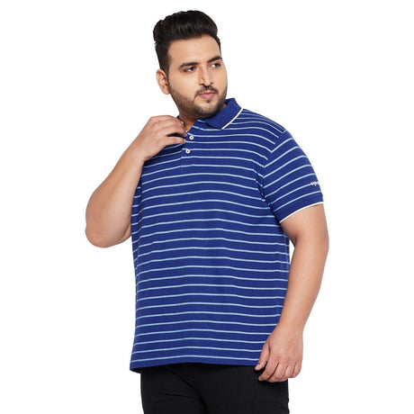 Men Plus Size Clovis Stripped Polo Tshirt - bigbanana
