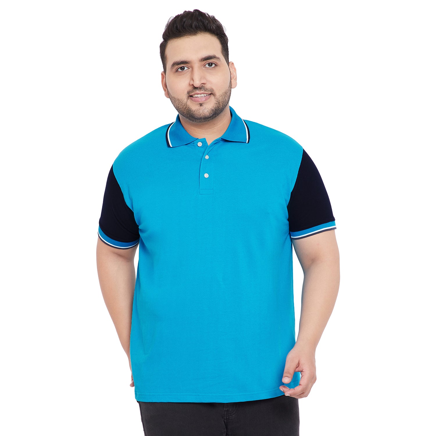 Men Plus Size Cosmo Colorblock Polo Tshirt - bigbanana