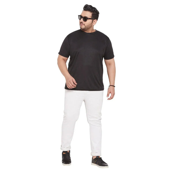 Men Plus Size Dote Solid Round Neck Tshirt