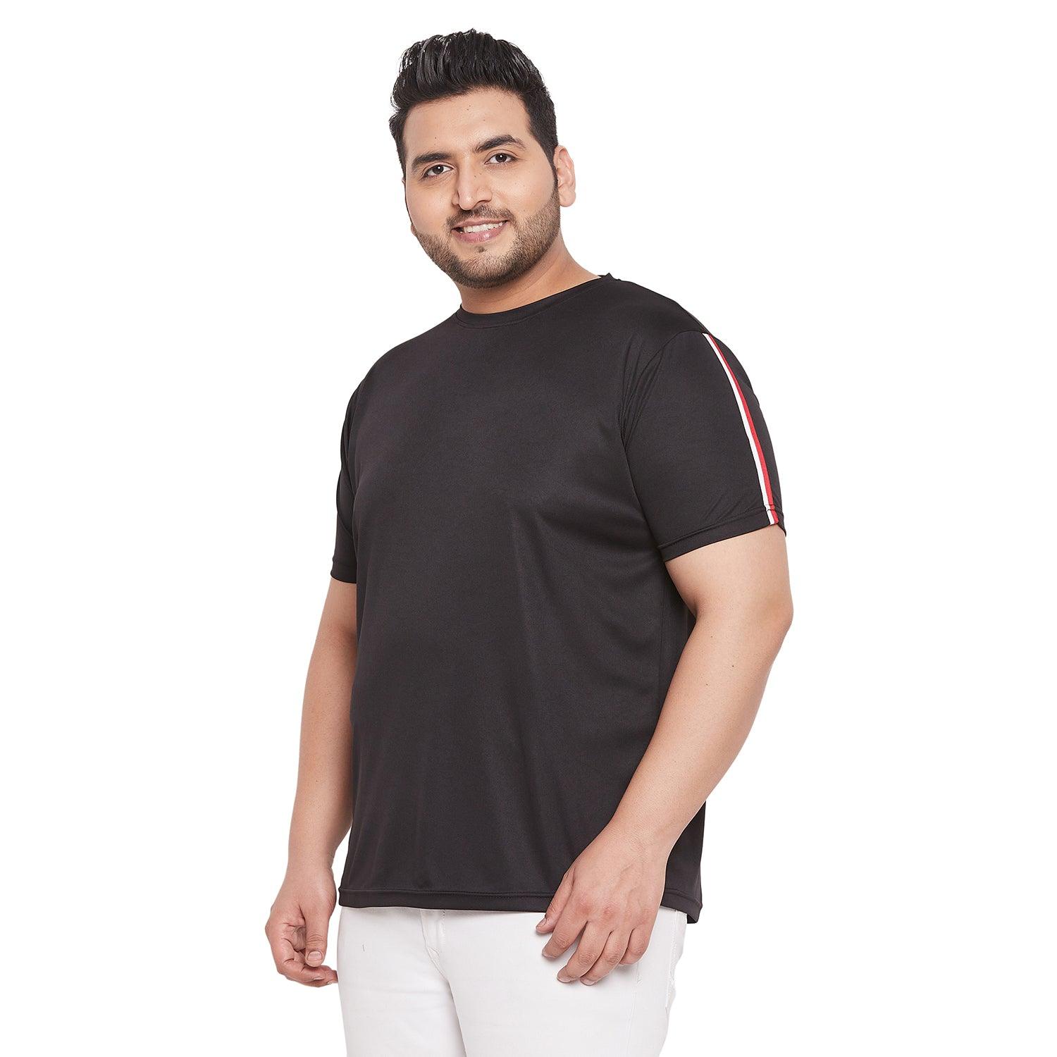 Men Plus Size Dote Solid Round Neck Tshirt - bigbanana