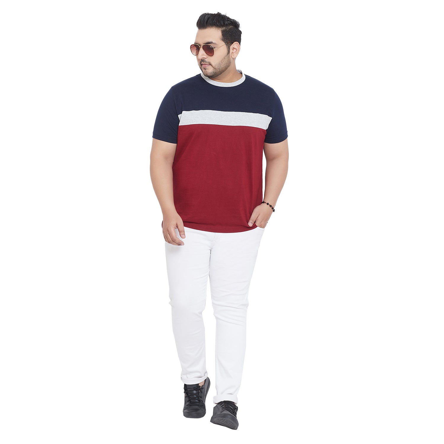 Men Plus Size Ella Colorblock Round Neck Tshirt - bigbanana