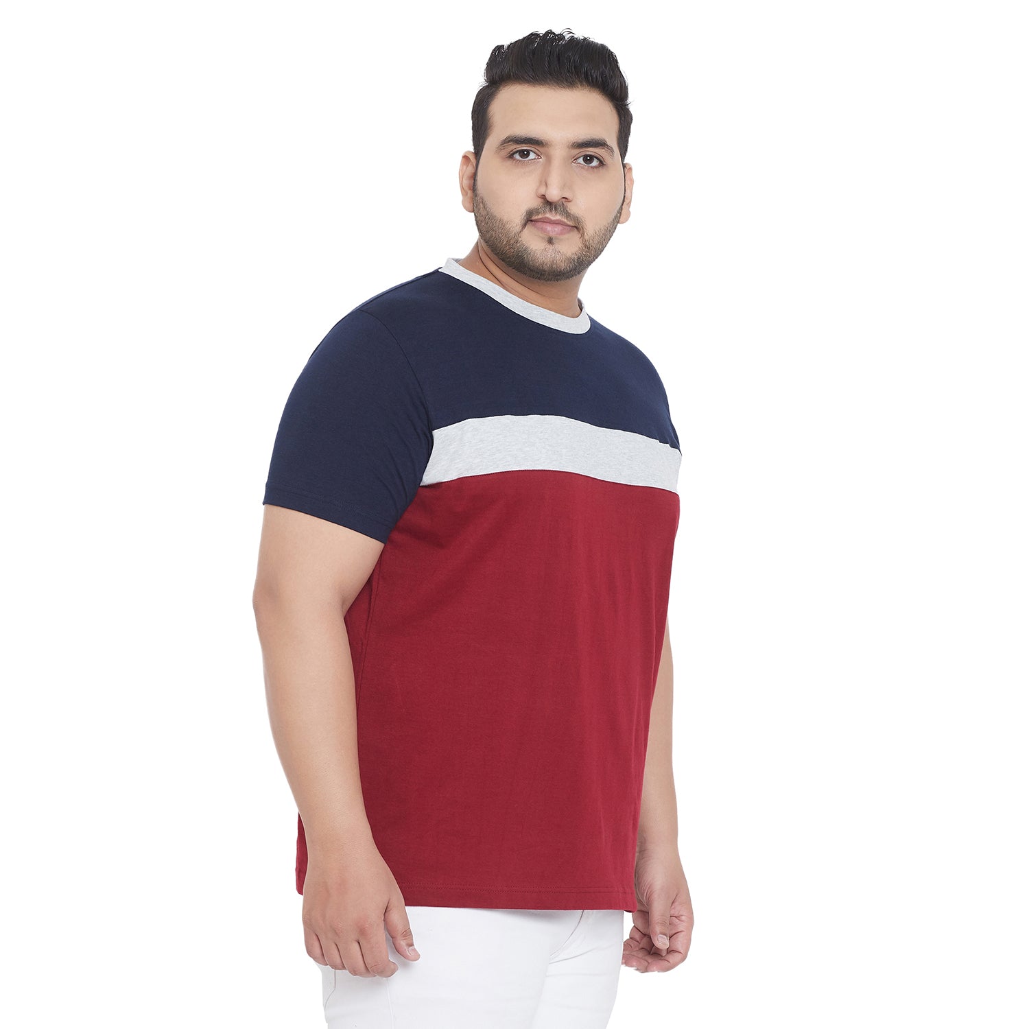 Men Plus Size Ella Colorblock Round Neck Tshirt - bigbanana