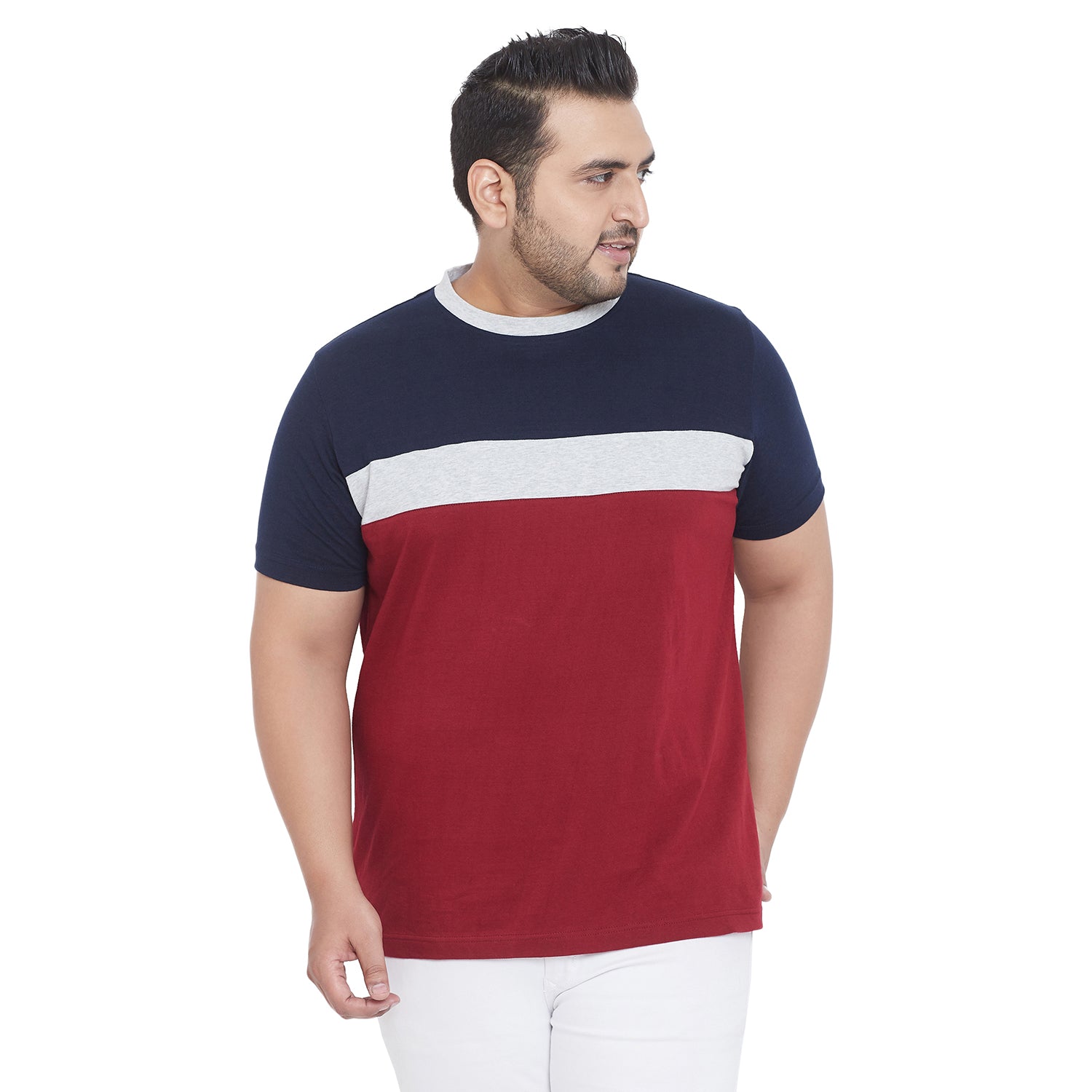 Men Plus Size Ella Colorblock Round Neck Tshirt - bigbanana