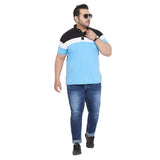 Men Plus Size Evelyn Solid Colorblock Polo Tshirt - bigbanana
