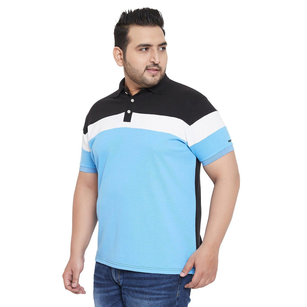 Men Plus Size Evelyn Solid Colorblock Polo Tshirt - bigbanana
