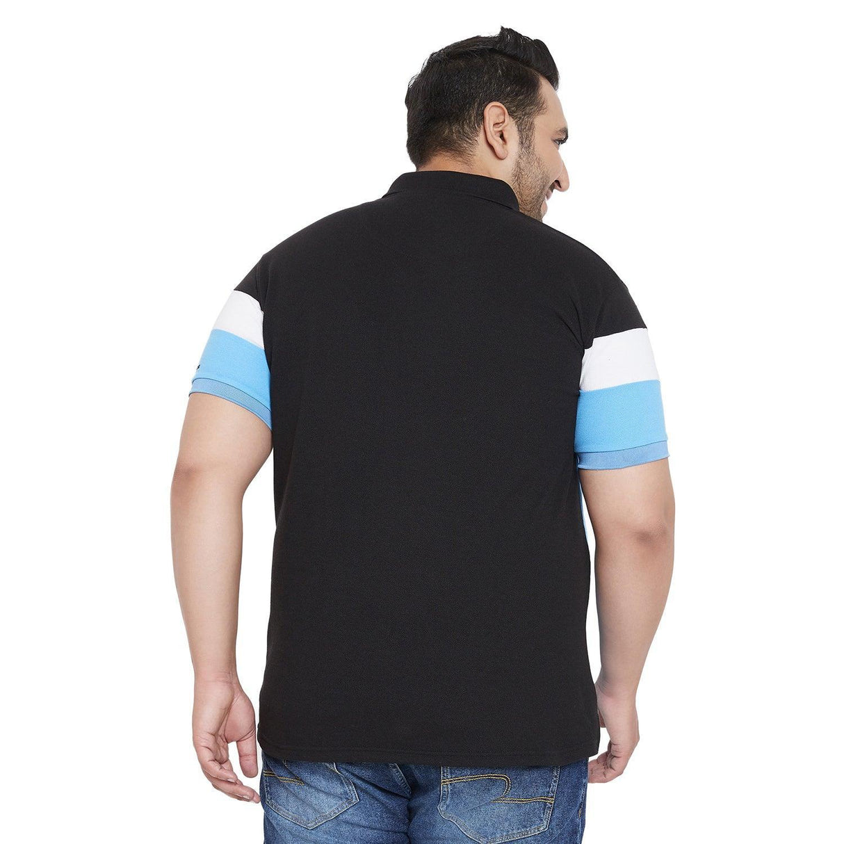 Men Plus Size Evelyn Solid Colorblock Polo Tshirt - bigbanana