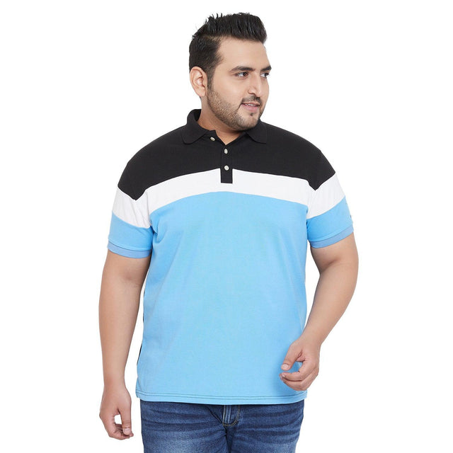 Men Plus Size Evelyn Solid Colorblock Polo Tshirt - bigbanana