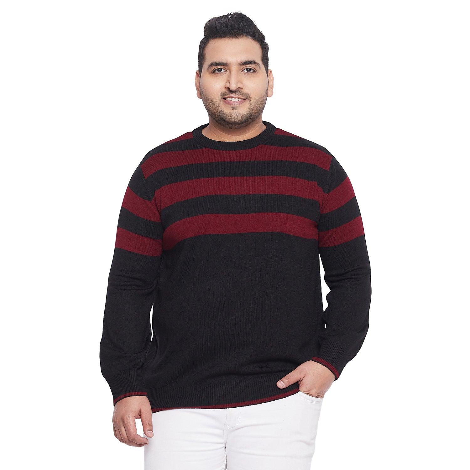 Men Plus Size Faoud Colourblock Sweater - bigbanana