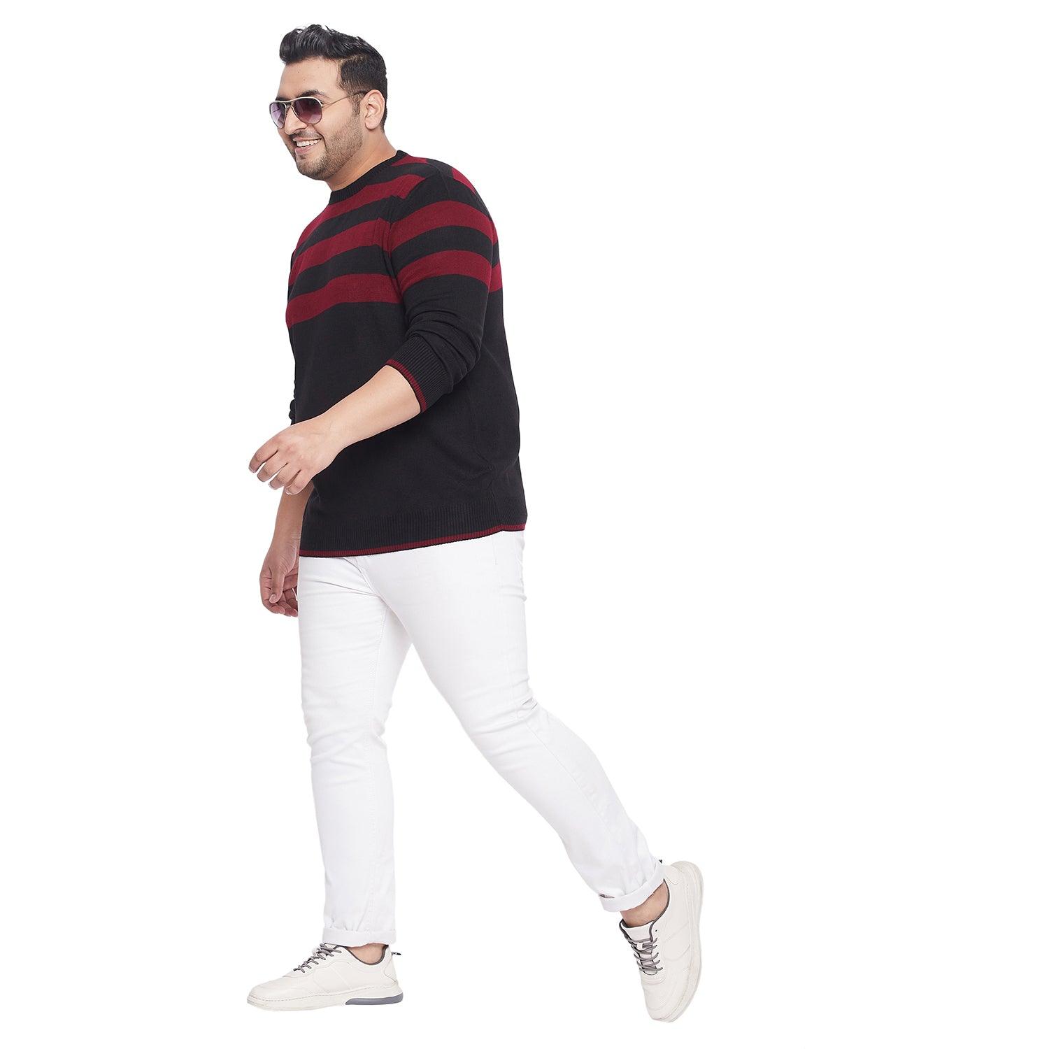 Men Plus Size Faoud Colourblock Sweater - bigbanana