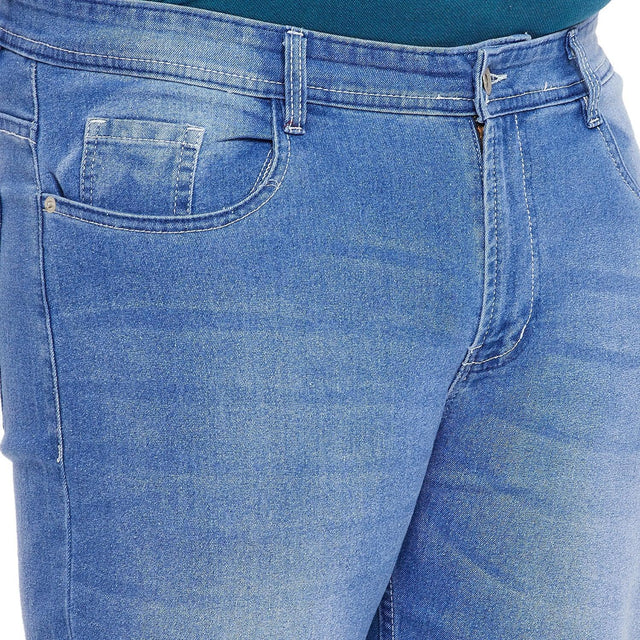 Men Plus Size Fobo Washed Indigo Denim - bigbanana