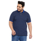 Men Plus Size Forib Striped Polo Tshirt - bigbanana