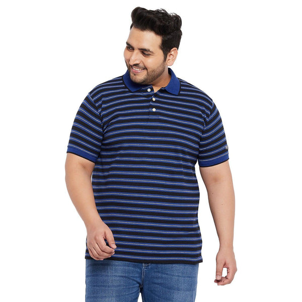 Men Plus Size Forib Striped Polo Tshirt