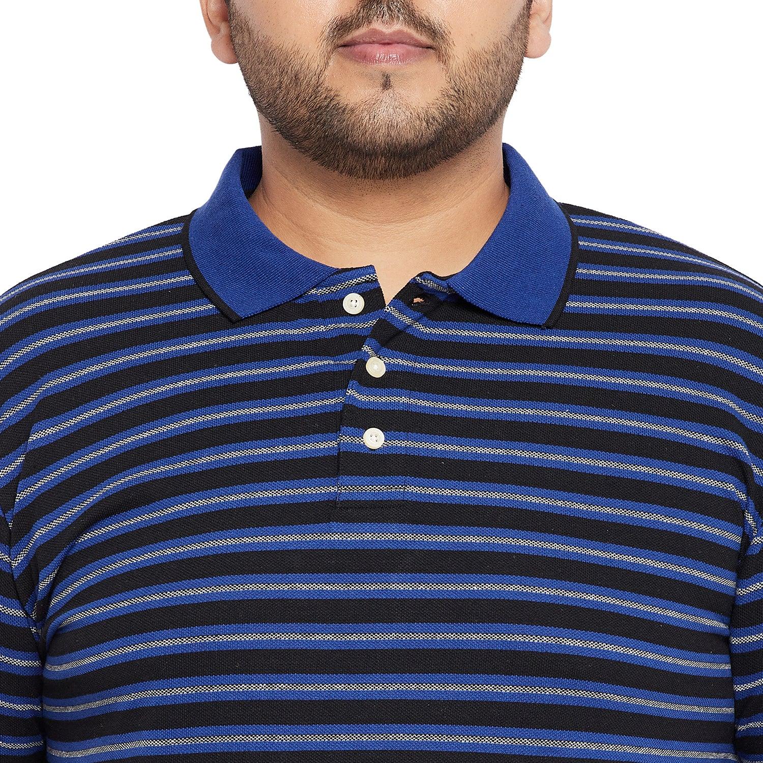 Men Plus Size Forib Striped Polo Tshirt - bigbanana