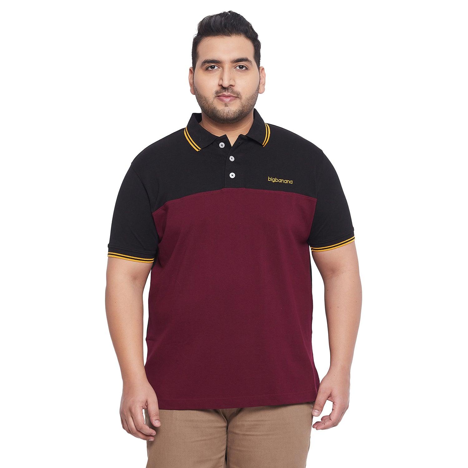 Men Plus Size Fralb Colorblock Polo Tshirt - bigbanana