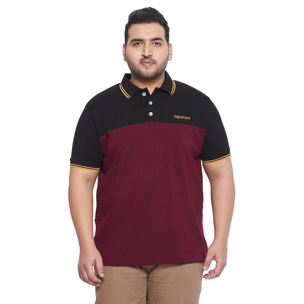 Men Plus Size Fralb Colorblock Polo Tshirt