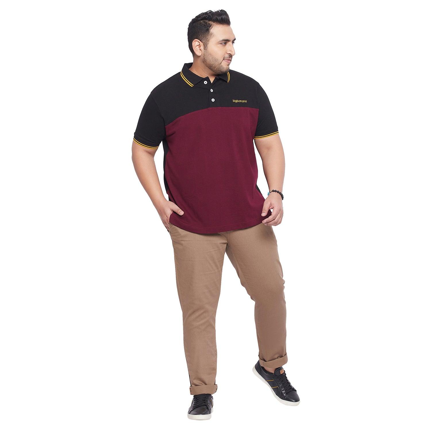 Men Plus Size Fralb Colorblock Polo Tshirt - bigbanana