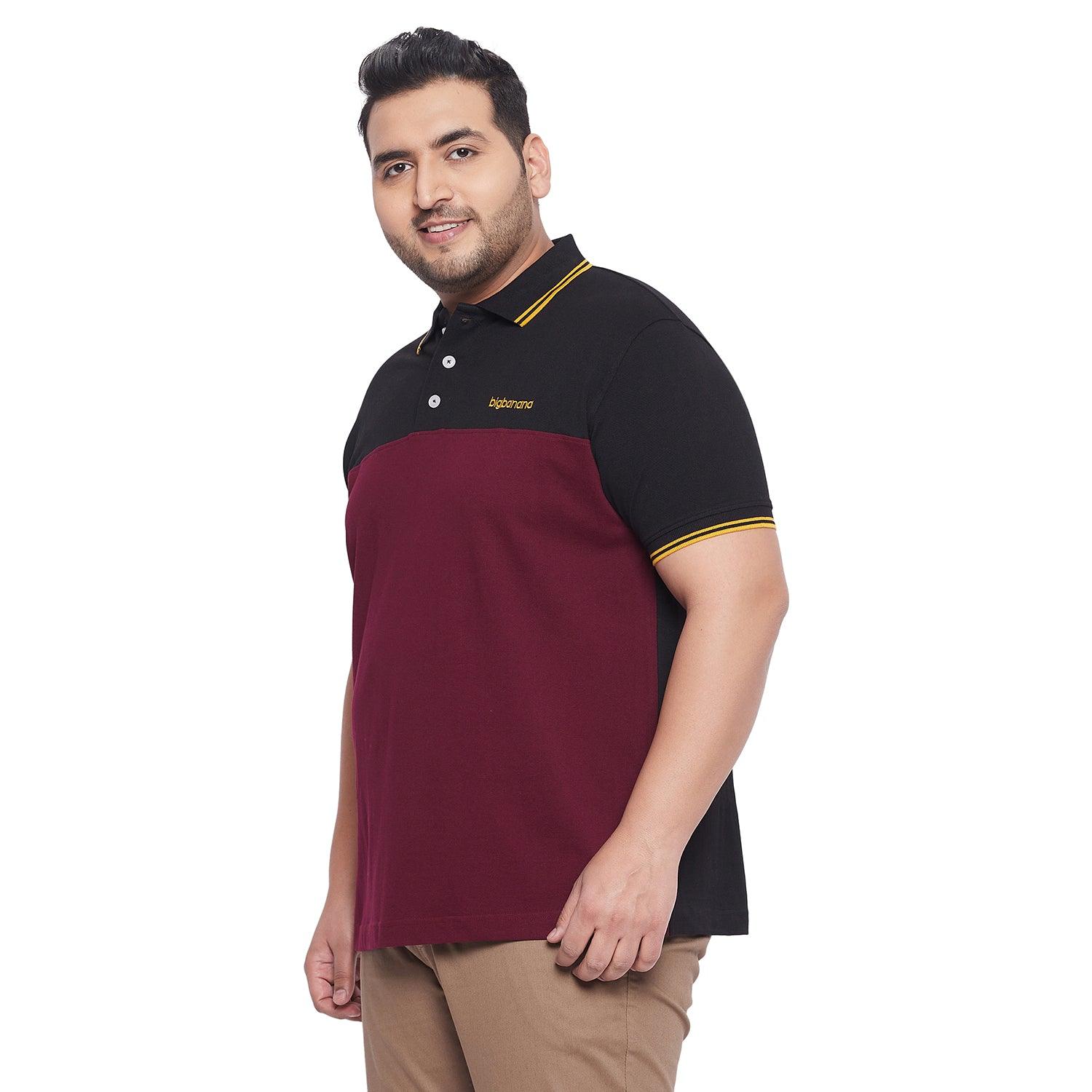 Men Plus Size Fralb Colorblock Polo Tshirt - bigbanana