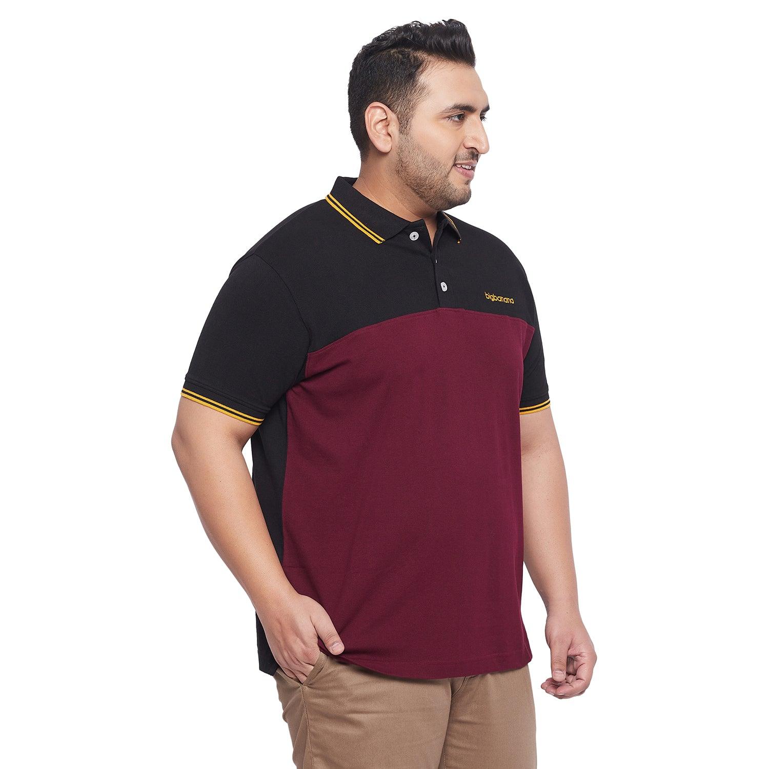 Men Plus Size Fralb Colorblock Polo Tshirt - bigbanana