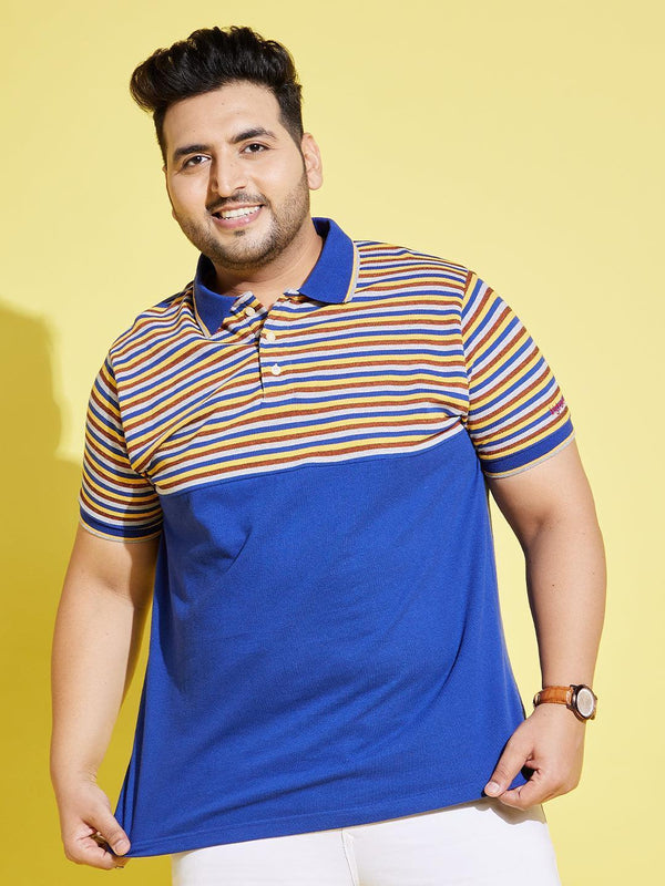 Men Plus Size Frengo Striped Polo Tshirt