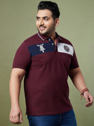 Men Plus Size Gasket Colorblock Polo Tshirt - bigbanana