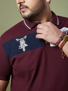 Men Plus Size Gasket Colorblock Polo Tshirt - bigbanana