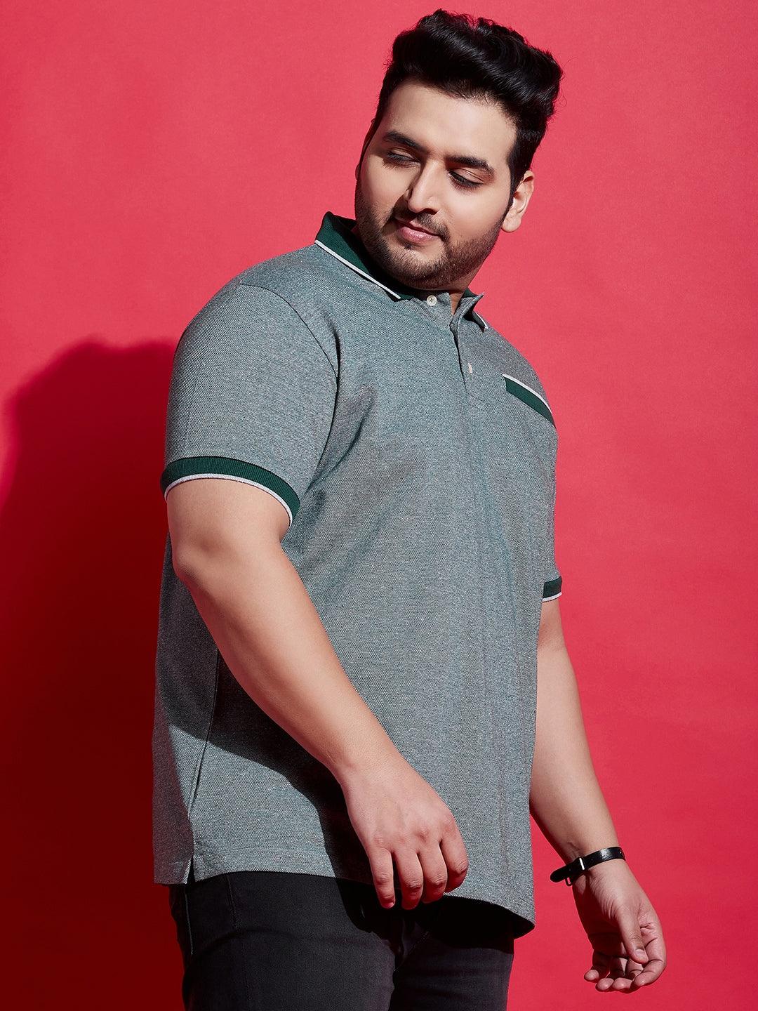 Men Plus Size Giyaan Solid Polo Tshirt - bigbanana