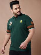 Men Plus Size Grommet Colorblock Polo Tshirt - bigbanana