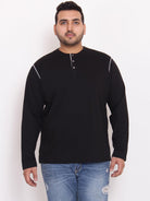 Men Plus Size Highway Solid Henley Tshirt - bigbanana