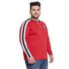 Men Plus Size Hoof Colorblock Henley Tshirt - bigbanana