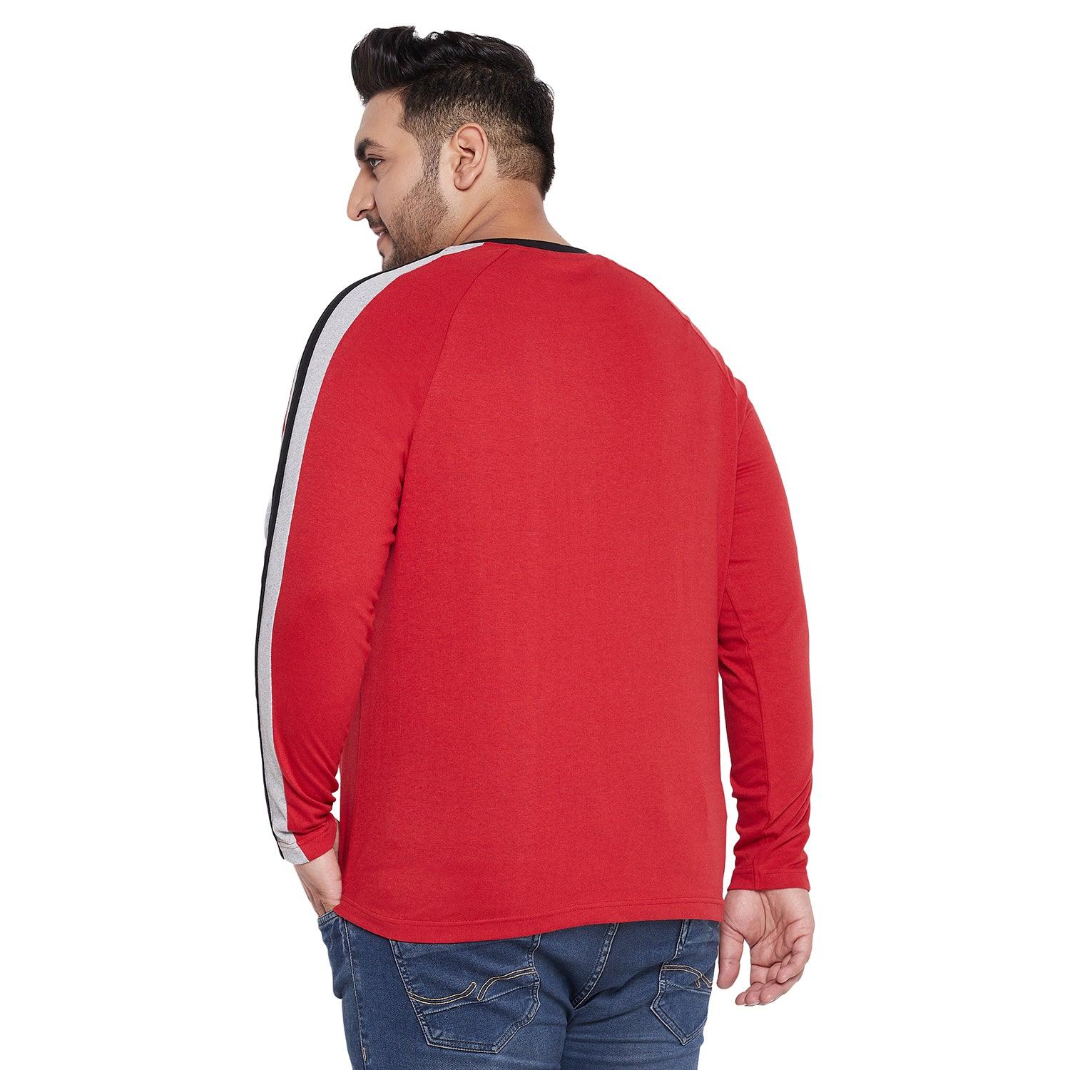 Men Plus Size Hoof Colorblock Henley Tshirt - bigbanana