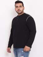 Men Plus Size Highway Solid Henley Tshirt - bigbanana