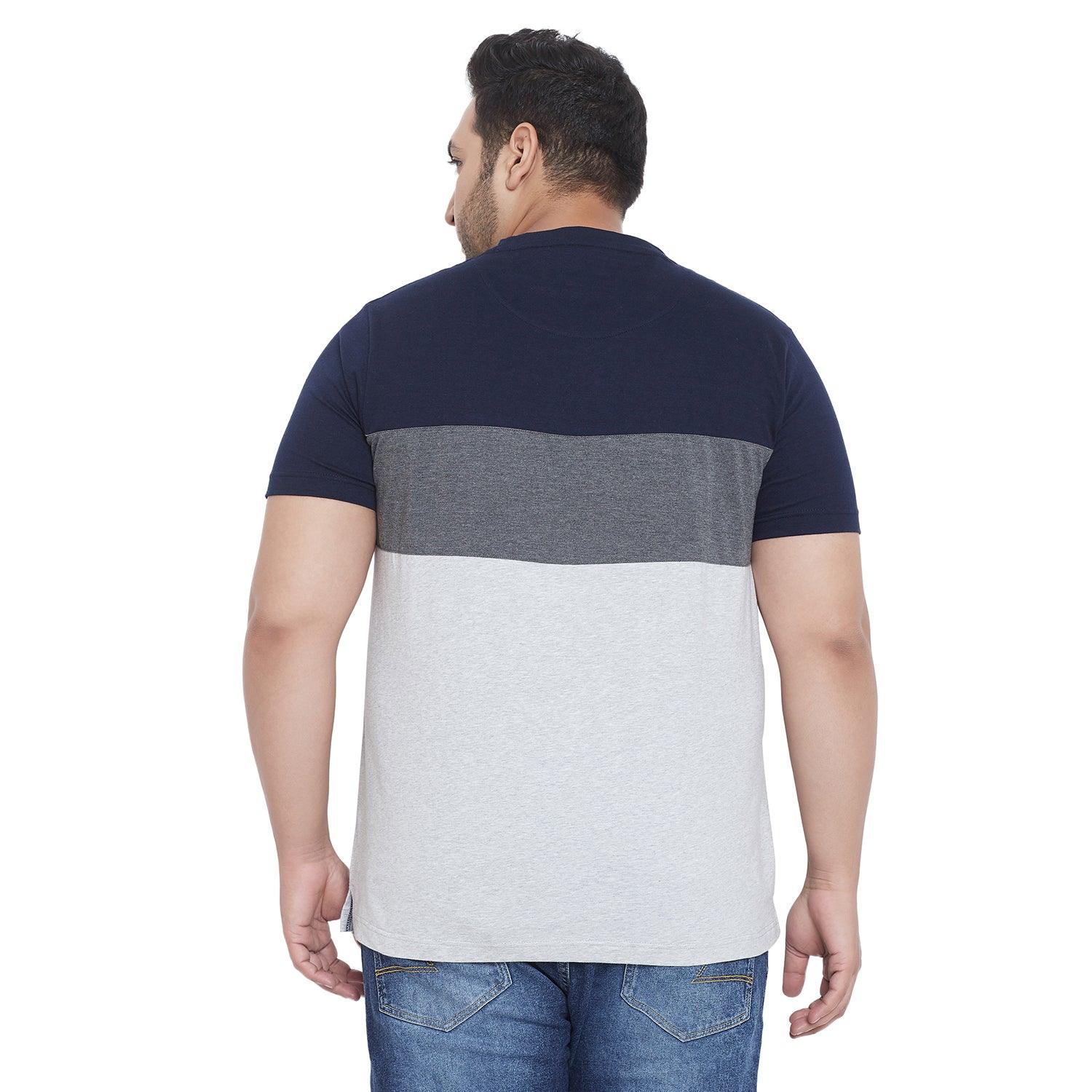 Men Plus Size Jane Colorblock Round Neck Tshirt - bigbanana