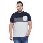 Men Plus Size Jane Colorblock Round Neck Tshirt - bigbanana