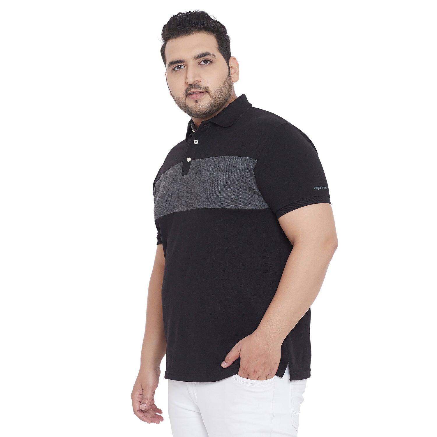 Men Plus Size Jump Colorblock Polo Tshirt - bigbanana