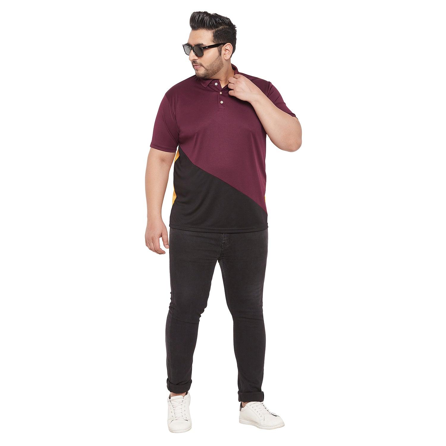 Men Plus Size Kyrie Colorblock Polo Tshirt - bigbanana