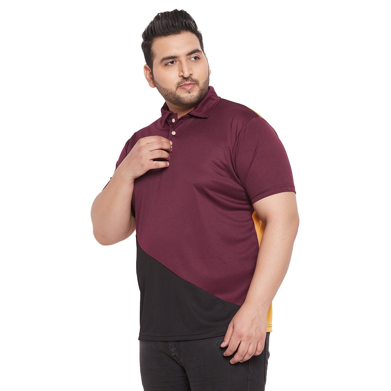 Men Plus Size Kyrie Colorblock Polo Tshirt - bigbanana