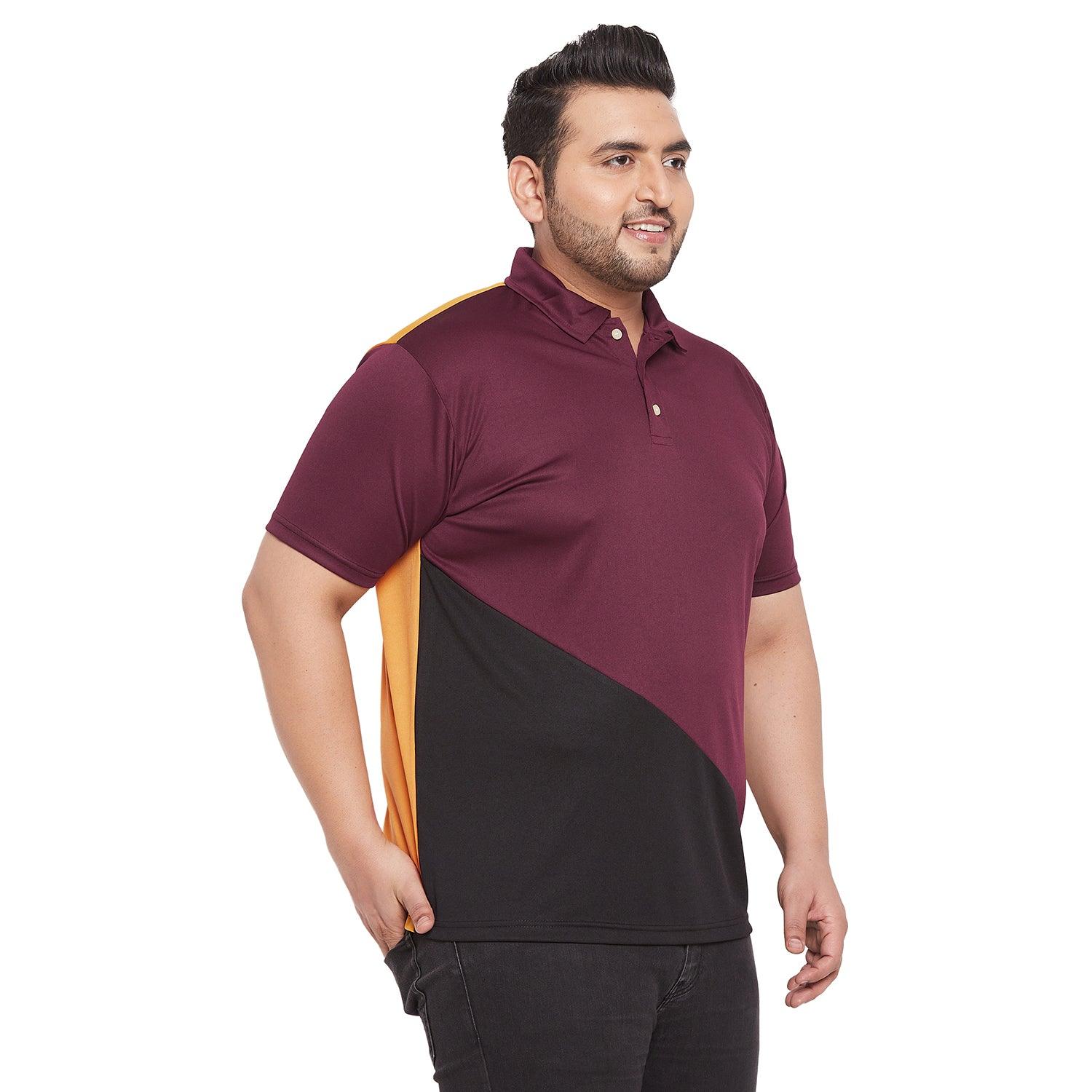 Men Plus Size Kyrie Colorblock Polo Tshirt - bigbanana