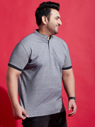 Men Plus Size Lazon Solid Henley Tshirt - bigbanana