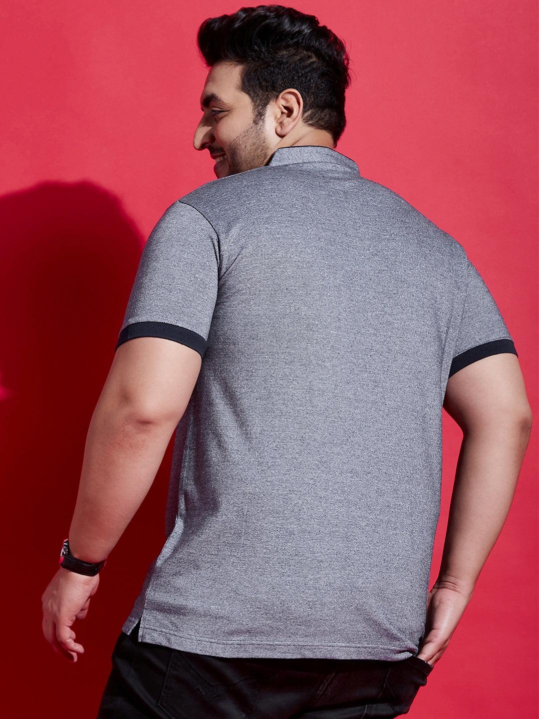 Men Plus Size Lazon Solid Henley Tshirt - bigbanana